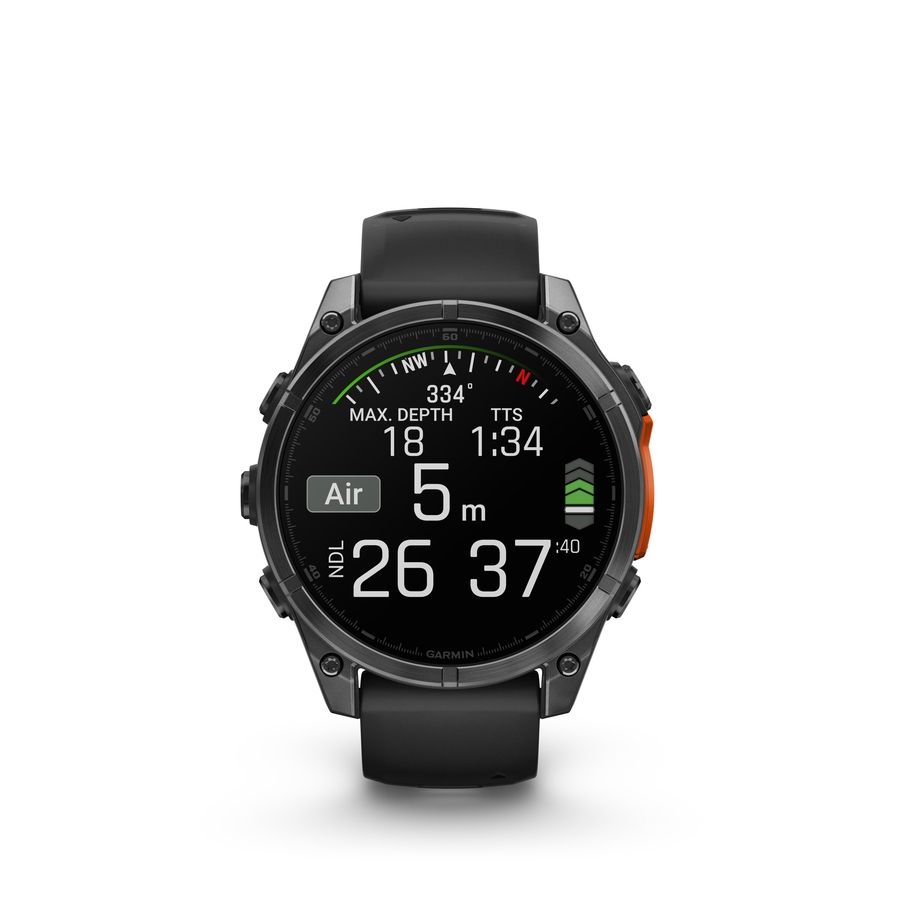 Garmin fēnix  8 – 47 mm AMOLED Slate Grey met zwarte siliconen band 1